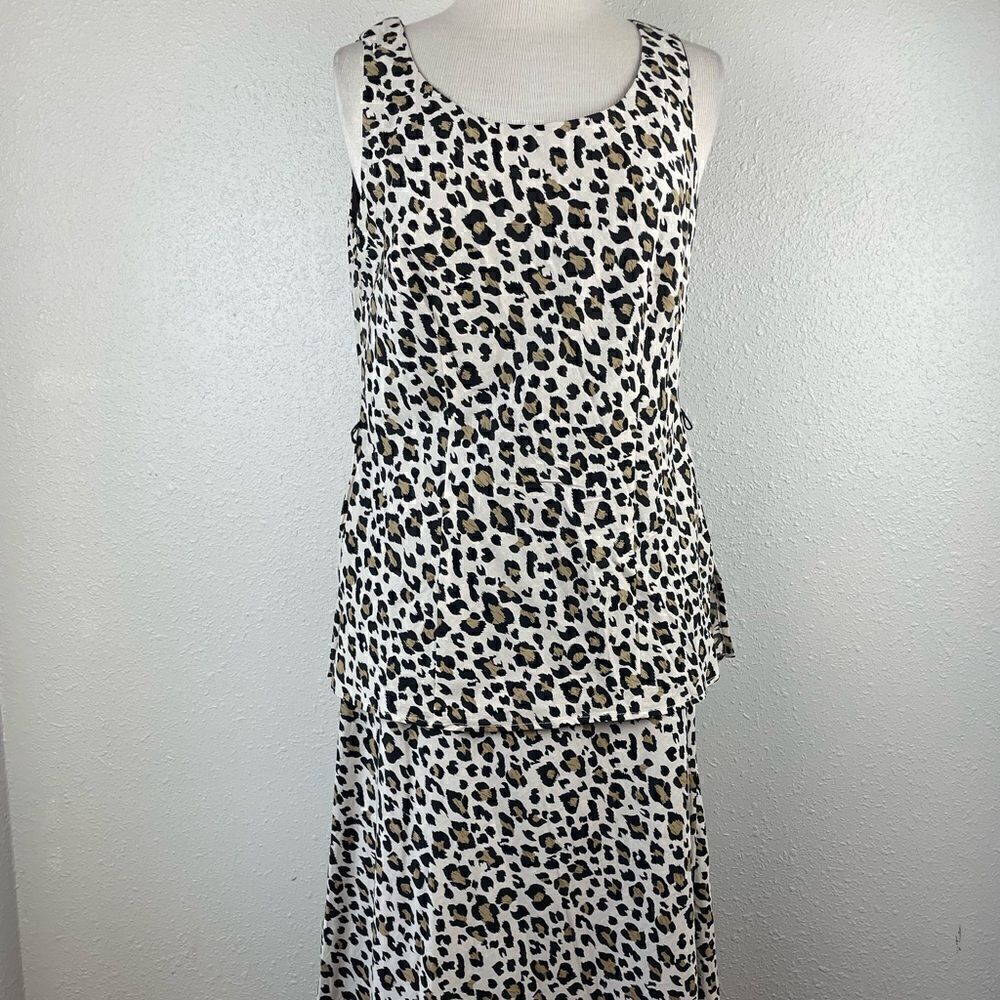 Sheri Martin Leopard Print Two-Piece Matching Outfit Size 10 EUC